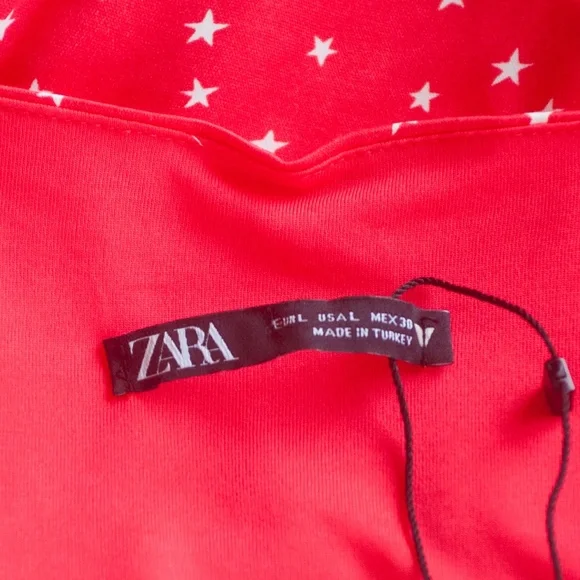 NWT Zara Red & White Star Print Satin Lace Up Bodysuit - Picture 6 of 13